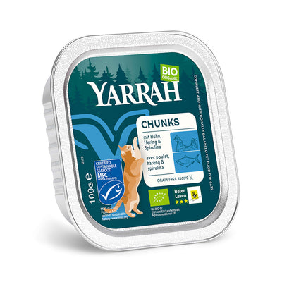 Yarrah Bio Katze Schale Bröckchen getreidefrei Fisch (MSC) 16 x 100 g