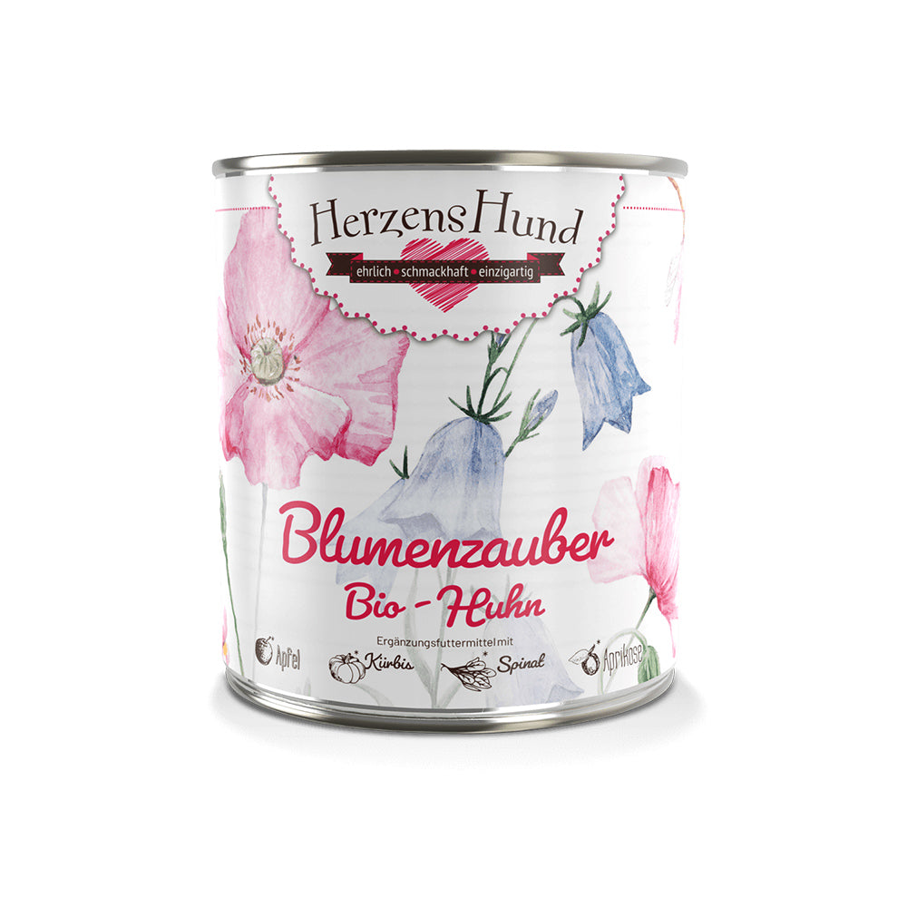 HerzensHund Blumenzauber - Bio-Huhn mit Bio-Apfel für Hunde