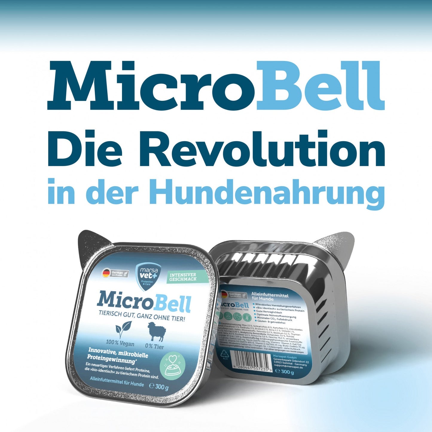 Marsavet MicroBell – Veganes Nassfutter für Hunde mit mikrobiellem Protein 9 x 300 g
