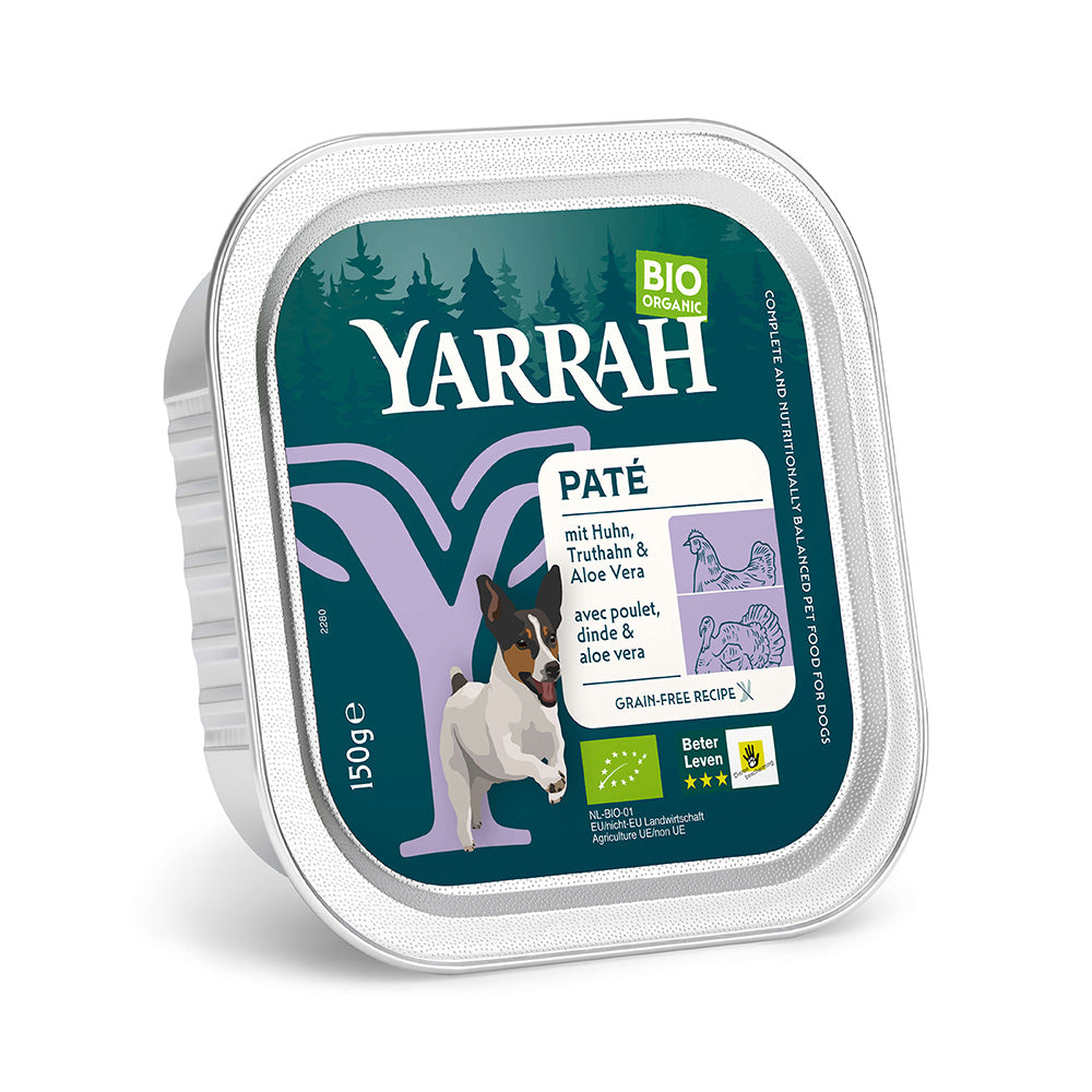 Yarrah Bio Hund Schale Paté getreidefrei Huhn & Truthahn 12 x 150 g
