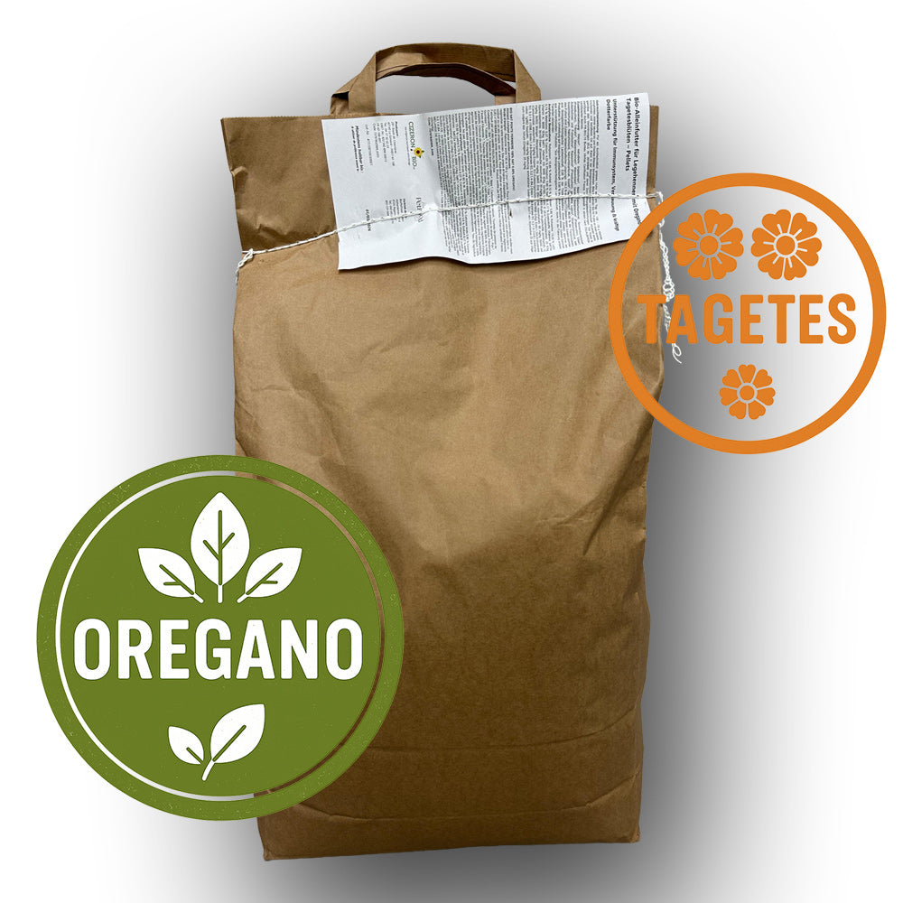 BioPiepFood Hühnerfutter mit Oregano & Tagetesblüten für Legehennen – 10 kg