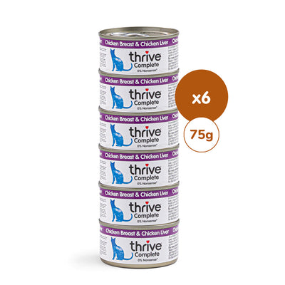 Thrive Gourmet-Töpfchen Hühnerbrust & Hühnerleber 6 x 75 g