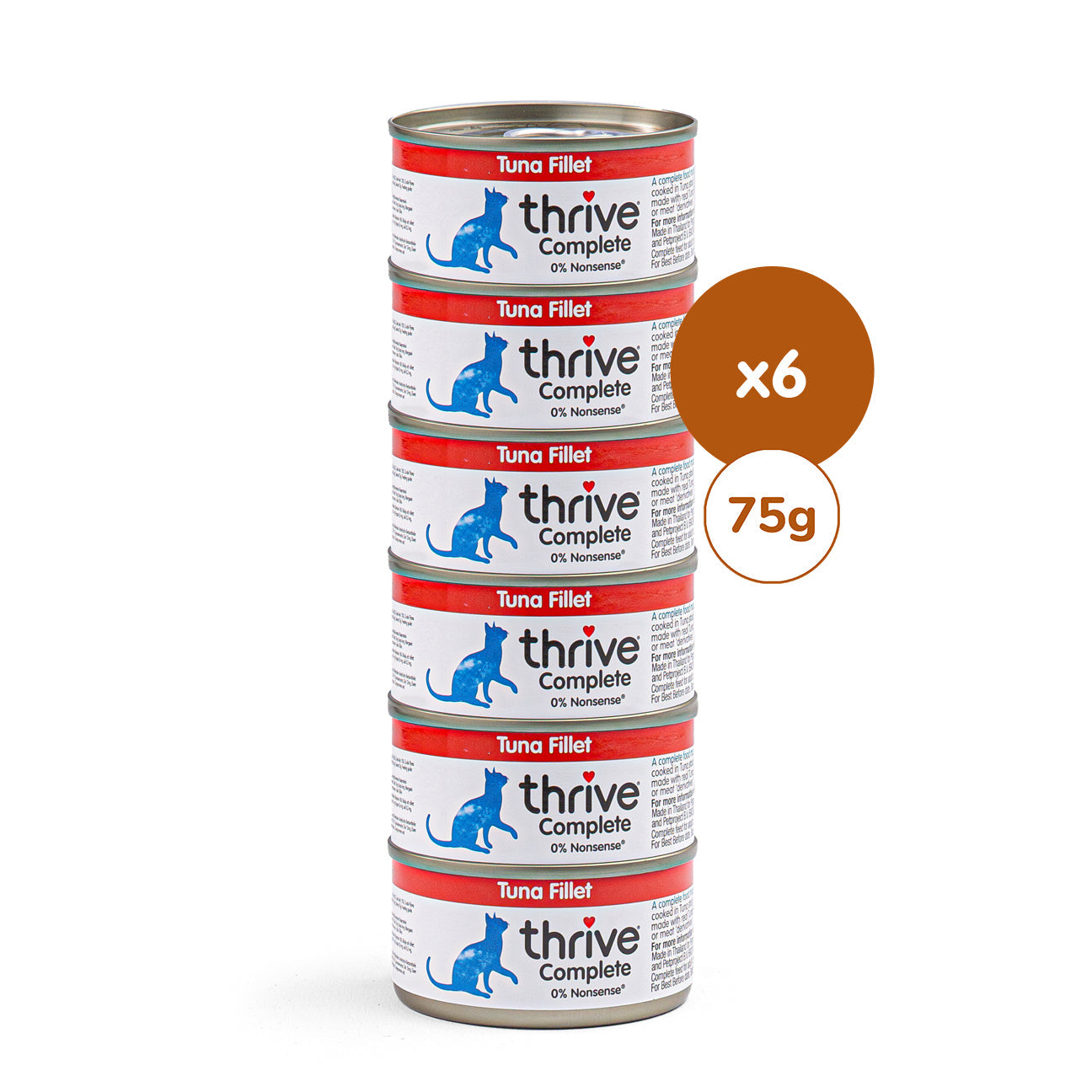Thrive Gourmet-Töpfchen 100% Thunfischfilet 6 x 75 g