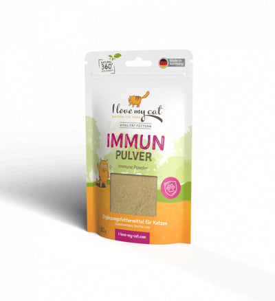 I love my cat Ergänzungsfuttermittel für Katzen – Immun Pulver  mit Brennnessel, Hagebutte und Insektenprotein