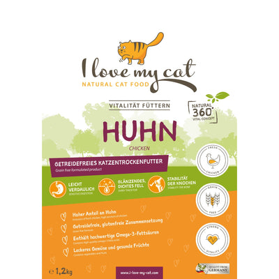 I love my cat getreidefreies Trockenfutter für Katzen mit Huhn 1.2kg